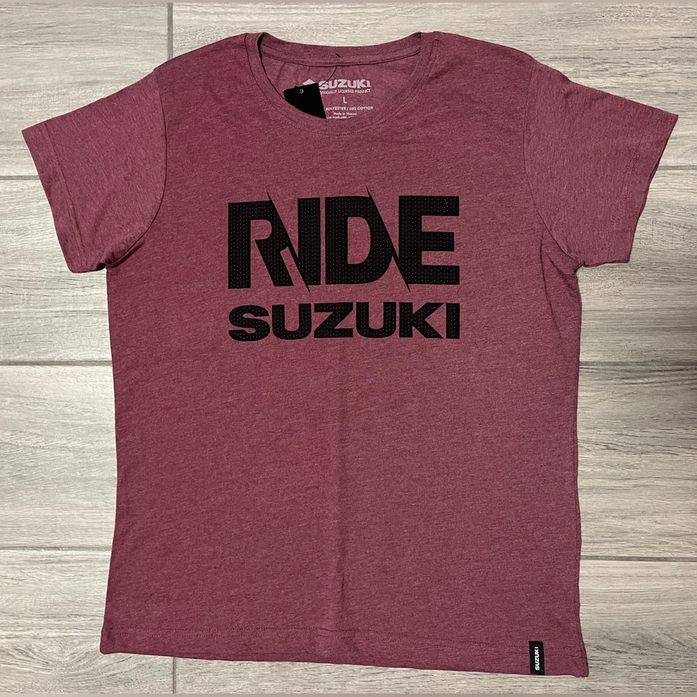 Suzuki Women’s Large Pink Short Sleeves Cotton Blend Ride Logo Tee